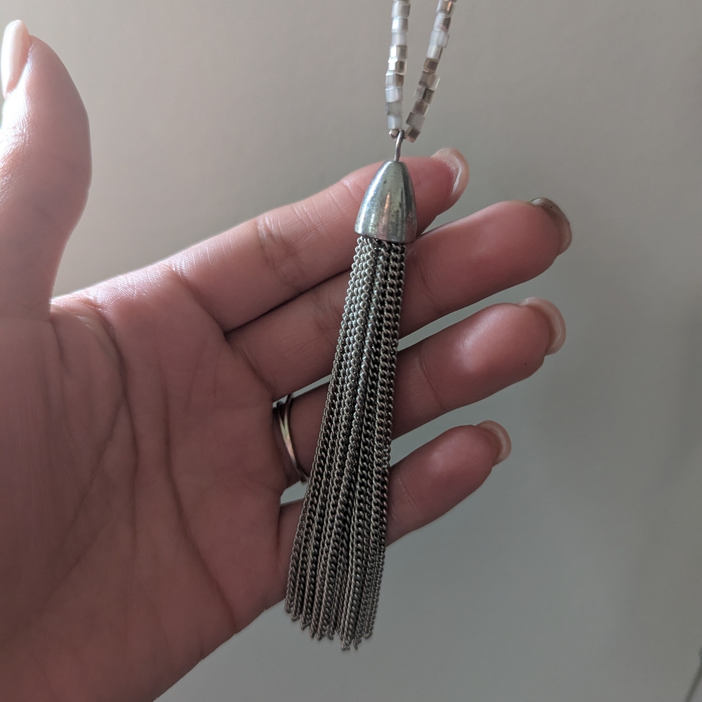 Elegant Silver Tassel Necklace